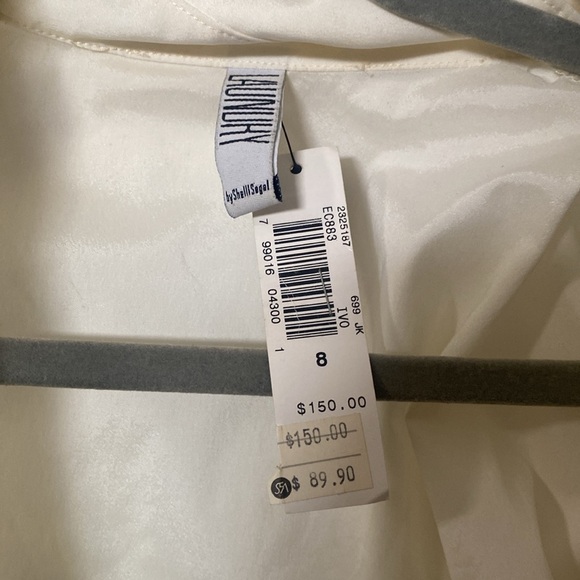 Saks 5th Ave cream tie collared top - Picture 2 of 4